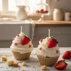 Icing & Embers | Party Supplies | Strawberry Cupcake Candle With Red ...